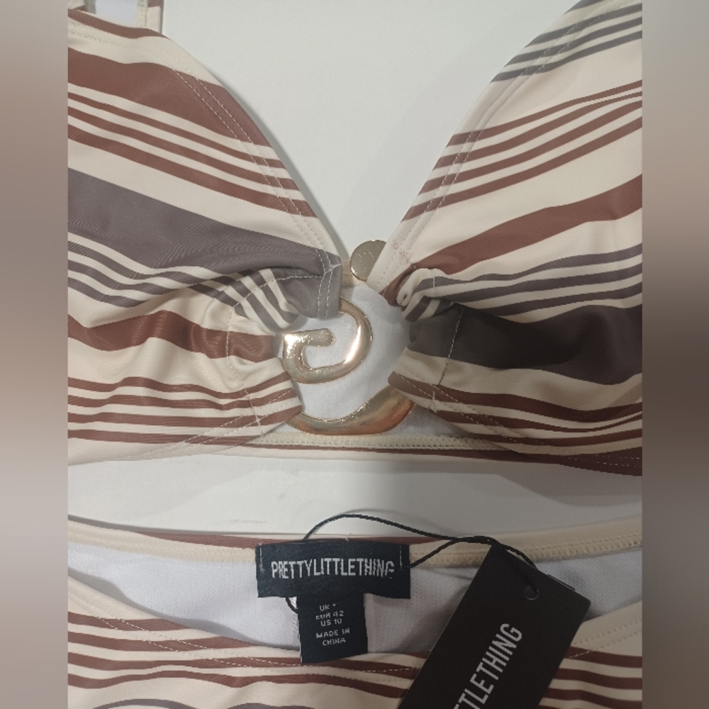 PrettyLittleThing Striped Bikini with Ring Accents - Picture 4 of 6
